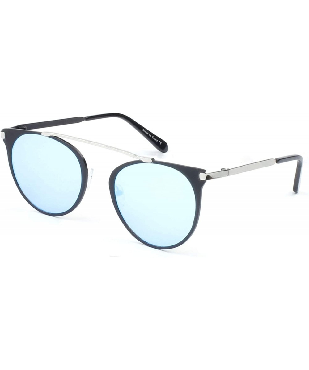 Women Metal Retro Brow-Bar Round Cat Eye UV Protection Fashion Sunglasses - Blue - C518WU6TW2W $16.08 Goggle