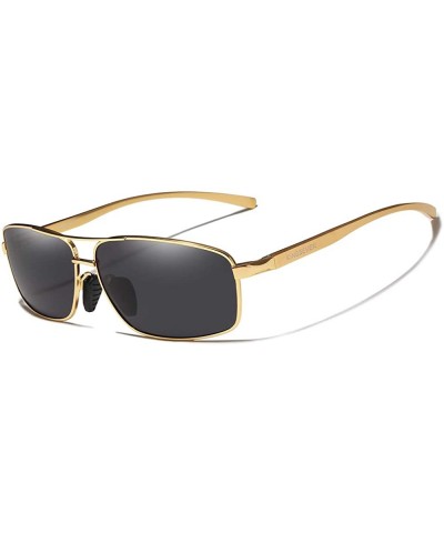 Men Retro Polarized Sunglasses Square Classic - Gold - CO195ZSGTIA $13.80 Square