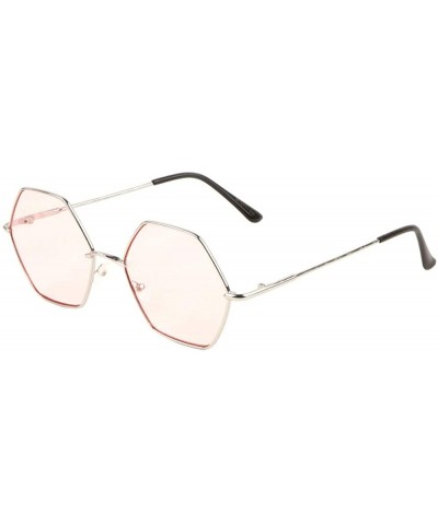 Geometric Hexagon Thin Metal Frame Sunglasses - Pink - CO197S5ZCY0 $9.01 Butterfly