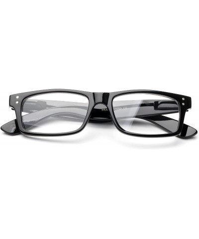 "Polit" Squared Modern Design Fashion Clear Lens Glasses - Black - C412L9ZOXN1 $6.25 Round