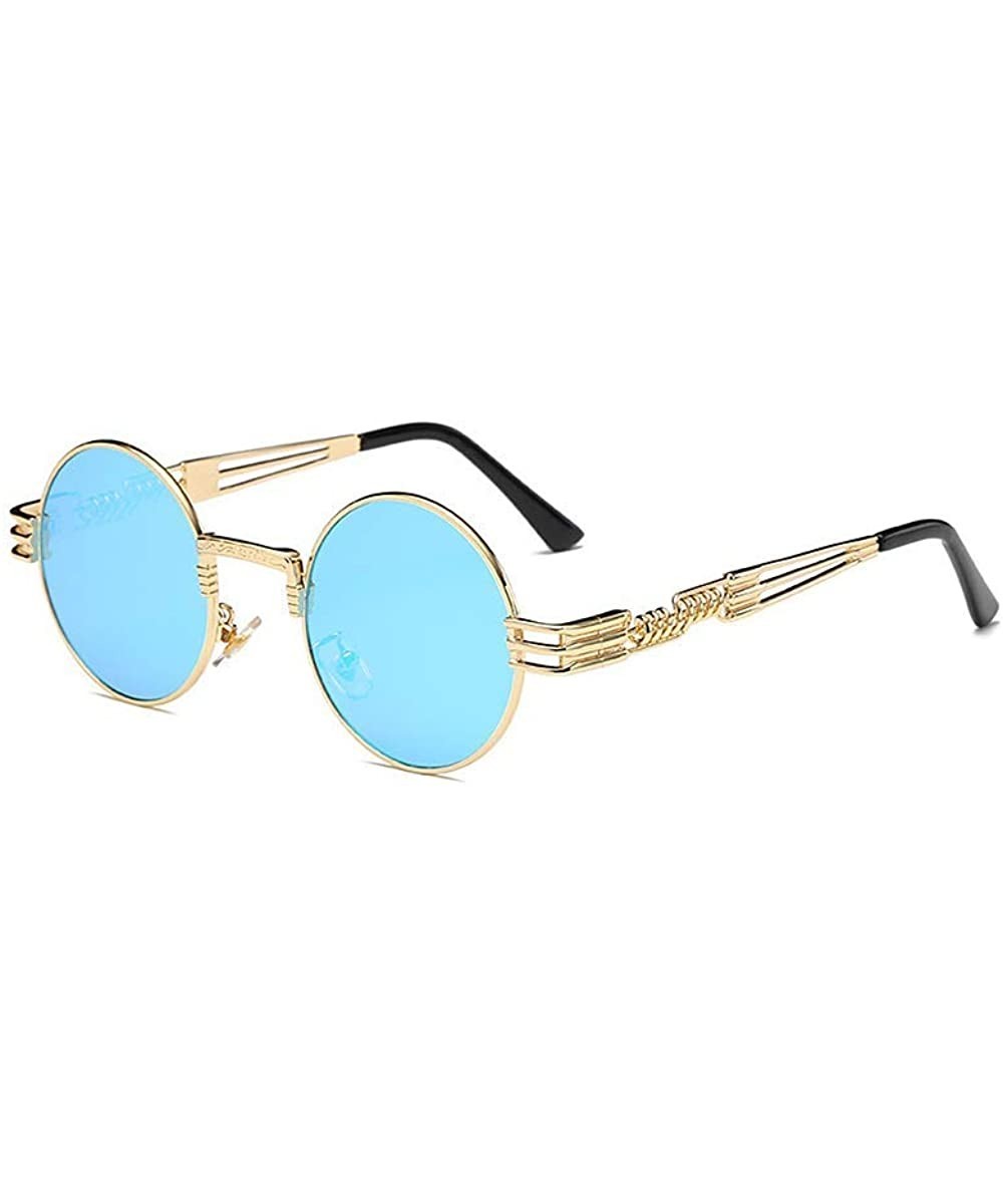 Hippie Sunglasses WITH CASE Retro Classic Circle Lens Round Sunglasses Steampunk Colored - CW192RHSOHM $8.05 Round