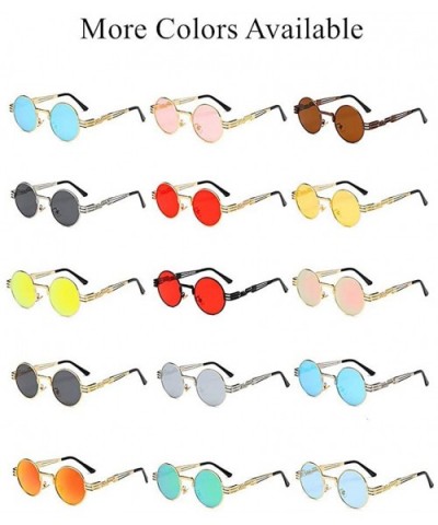 Hippie Sunglasses WITH CASE Retro Classic Circle Lens Round Sunglasses Steampunk Colored - CW192RHSOHM $8.05 Round