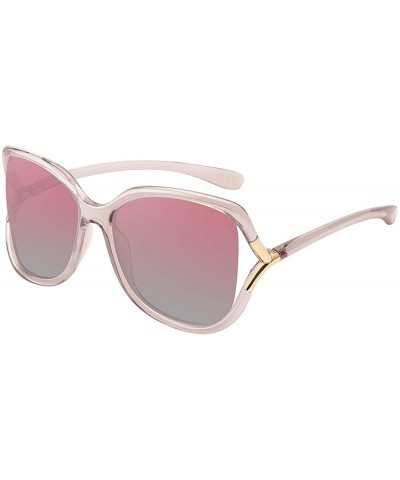 Oversized Polarized Sunglasses for Women TR90 Fashion Designer Shades - Pink Gradient Lens - C5196EHTZ8Q $14.46 Sport
