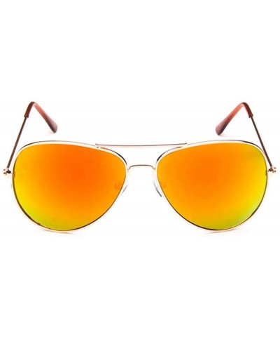 Fashion Unisex Sunglasses Metal Frame with Case UV400 Protection - Gold Frame/Red Mercury Lens - CW18WQECRQ4 $17.00 Oval