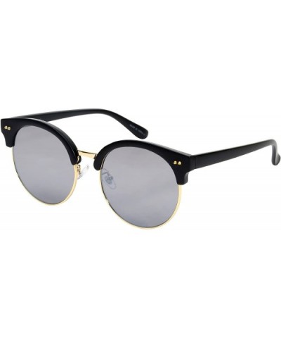 Retro Inspired Horned Rim Half Frame Flat Lens Sunglasses 32115SL-FLREV - Matte Black - C912IK301P9 $6.97 Round