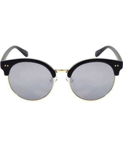 Retro Inspired Horned Rim Half Frame Flat Lens Sunglasses 32115SL-FLREV - Matte Black - C912IK301P9 $6.97 Round