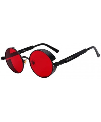 Steampunk Fashion Sunglasses NYC - Black & Clear Red - CZ184ZIQC4Z $12.65 Round