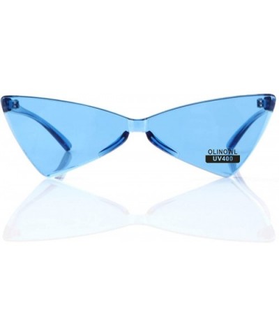 Triangle Rimless Sunglasses One Piece Colored Transparent Sunglasses For Women and Men - Light Blue - CO18LAT9R04 $7.14 Rimless