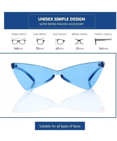 Triangle Rimless Sunglasses One Piece Colored Transparent Sunglasses For Women and Men - Light Blue - CO18LAT9R04 $7.14 Rimless