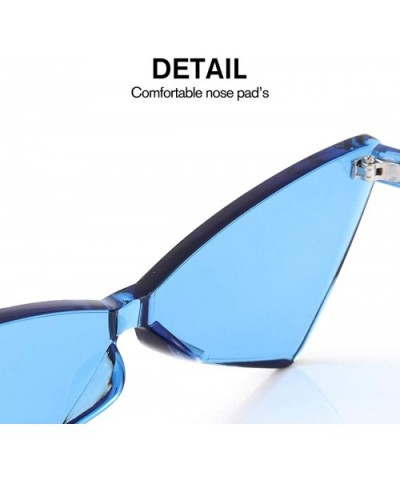 Triangle Rimless Sunglasses One Piece Colored Transparent Sunglasses For Women and Men - Light Blue - CO18LAT9R04 $7.14 Rimless