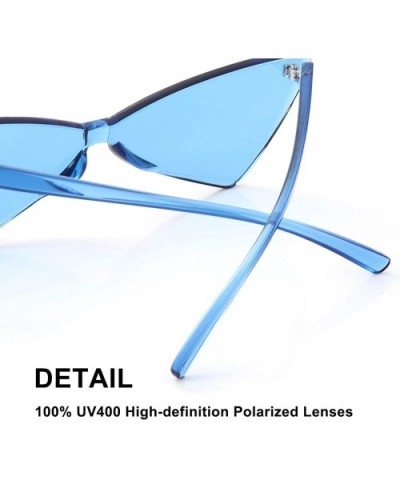 Triangle Rimless Sunglasses One Piece Colored Transparent Sunglasses For Women and Men - Light Blue - CO18LAT9R04 $7.14 Rimless