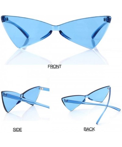 Triangle Rimless Sunglasses One Piece Colored Transparent Sunglasses For Women and Men - Light Blue - CO18LAT9R04 $7.14 Rimless