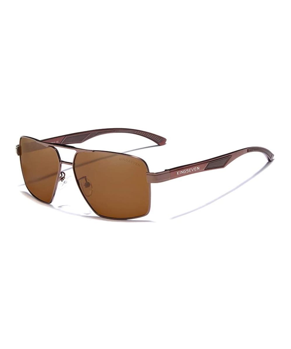 Aluminum Men's Sunglasse Polarized Lens Red Sun Glasses Coating Mirror Glasses - Brown - CF194OKTGMH $31.91 Oversized