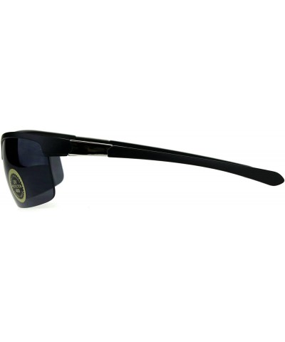 Mens Plastic Baseball Half Rim Elegant Sport Sunglasses - Matte Black Black - CD18C7K3NM6 $5.37 Sport