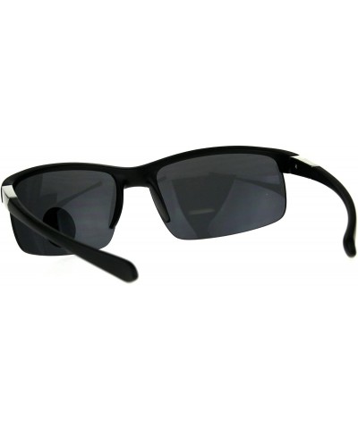 Mens Plastic Baseball Half Rim Elegant Sport Sunglasses - Matte Black Black - CD18C7K3NM6 $5.37 Sport