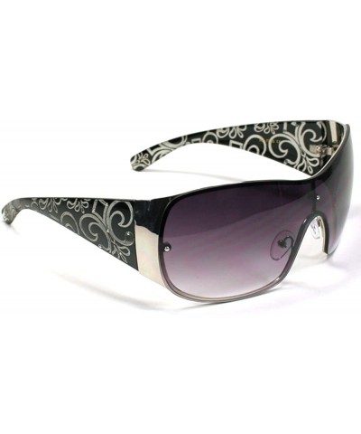 Celebrity Designer Style Womens Sunglasses 7055 - Black - CF11ESIG6SH $5.82 Shield