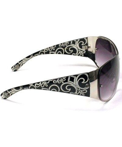 Celebrity Designer Style Womens Sunglasses 7055 - Black - CF11ESIG6SH $5.82 Shield