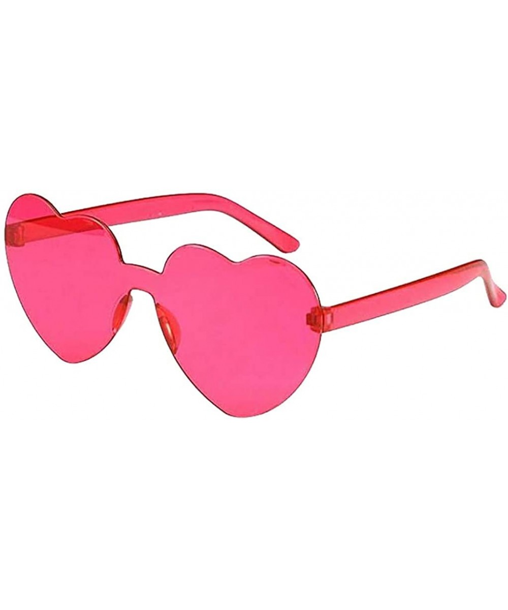 Love Heart Shaped Sunglasses Women PC Frame Resin Lens Sunglasses UV400 Sunglass - Hot Pink - CU190DAAXMD $5.07 Goggle