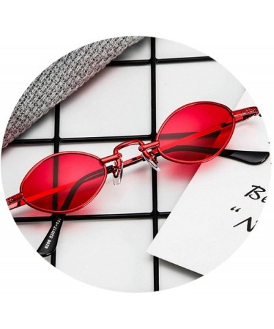 Retro Oval Sunglasses for Men or Women metal PC UV 400 Protection Sunglasses - Red - CS18SAT5UN9 $11.75 Round