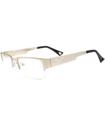 VINTAGE Designer Metal Frame Half Rim Clear Lens Eye Glasses SILVER - CX122N7IR3V $10.15 Rimless
