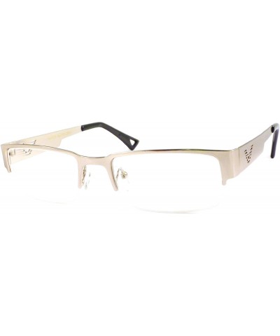 VINTAGE Designer Metal Frame Half Rim Clear Lens Eye Glasses SILVER - CX122N7IR3V $10.15 Rimless