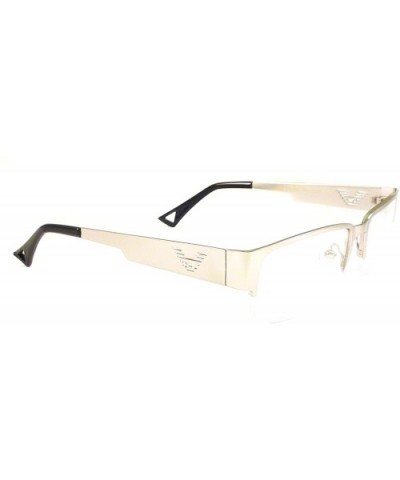 VINTAGE Designer Metal Frame Half Rim Clear Lens Eye Glasses SILVER - CX122N7IR3V $10.15 Rimless