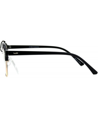 Mens Retro Hipster Half Horn Rim Clear Lens Eyeglasses - Black Gold - C0185R78OXN $5.69 Round