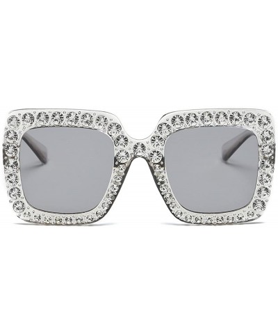 Womens Fashion Artificial Diamond Cat Ear Quadrate Metal Frame Brand Classic - G - C818NETZNKM $4.96 Oval