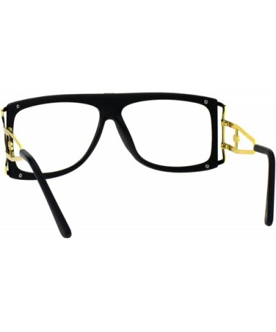 Mens Clear Lens Glasses Gold Accents Square Rectangular Designer Style - Matte Black - CT18H4IOOI9 $6.28 Square