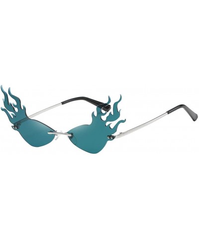 Man Women Irregular Flame Shape Sunglasses Vintage Cool Funny Sunglasses - Blue - CA196DKIEL6 $4.74 Wayfarer