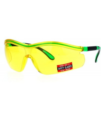 Yellow HD Lens Adjustable Arm UV Protection Rimless Warp Safety Glasses - Green - CH128UNMBQ1 $10.01 Wrap