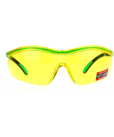 Yellow HD Lens Adjustable Arm UV Protection Rimless Warp Safety Glasses - Green - CH128UNMBQ1 $10.01 Wrap