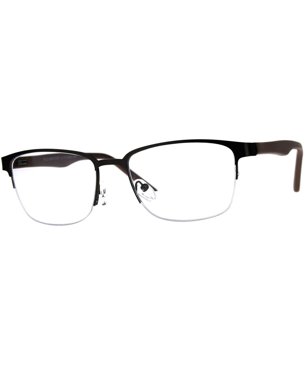 Mens Half Metal Rim Powered Bifocal Reading Eyeglasses - Copper Brown - CE180YXW8KC $11.78 Rectangular