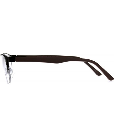 Mens Half Metal Rim Powered Bifocal Reading Eyeglasses - Copper Brown - CE180YXW8KC $11.78 Rectangular