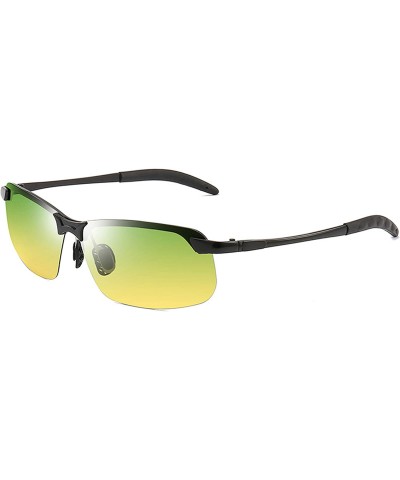 Men's Fashion Driving Sports Polarized Sunglasses UV Protection Sunglasses for Men - Black+yellowgreen - CZ18R6MYQ7U $7.29 Round