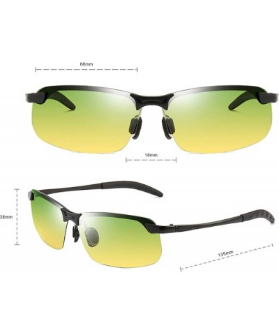 Men's Fashion Driving Sports Polarized Sunglasses UV Protection Sunglasses for Men - Black+yellowgreen - CZ18R6MYQ7U $7.29 Round