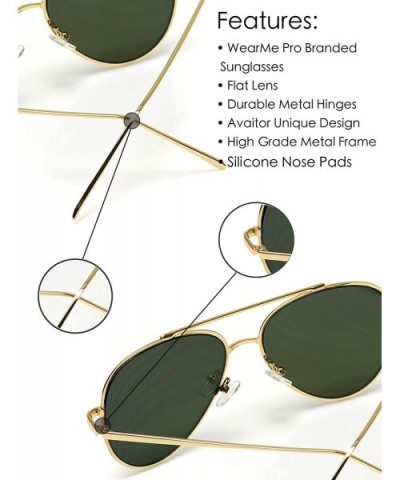 Polarized Premium Designer Inspired Medium Metal Frame Aviator Sunglasses - Modern Design - CV186HA7AX2 $15.47 Aviator