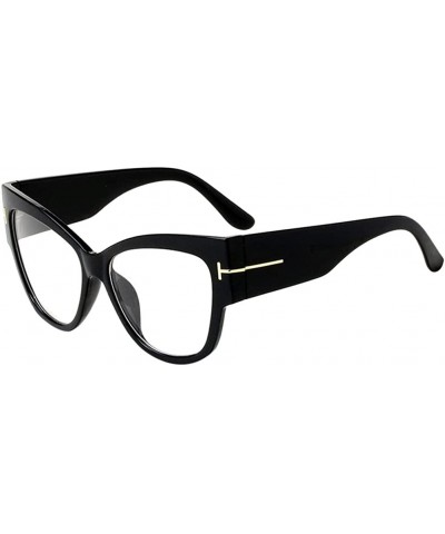 Oversized Bold Frame UV400 HD Lens Full Rimmed Glasses Ladies Sunglasses - Transparent - CS18CX00AY4 $13.27 Oversized