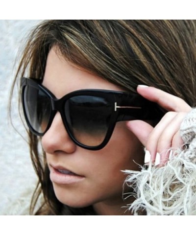 Oversized Bold Frame UV400 HD Lens Full Rimmed Glasses Ladies Sunglasses - Transparent - CS18CX00AY4 $13.27 Oversized