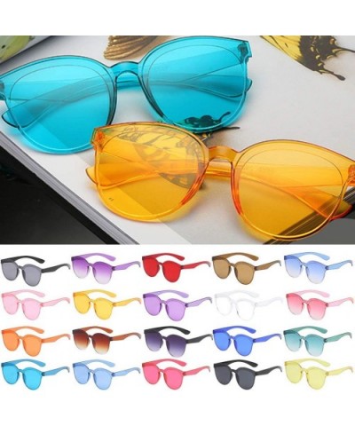 Men's and women's Candy Color Rimless Conjoined Transparent Sunglasses One Piece Unisex Neon Colors Eyewear - C - CI196UGQW25...