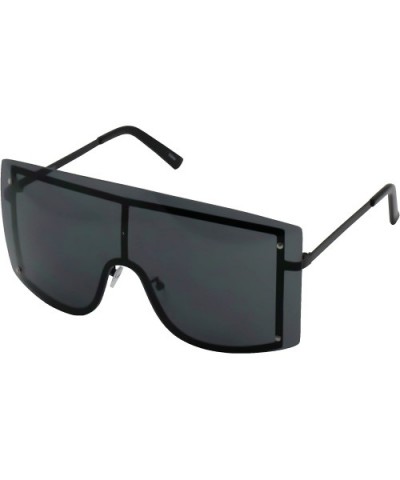 OVERSIZED VINTAGE RETRO Huge Big MASK SHIELD Half Face Owen Style SUNGLASSES - Black - C118EXL249R $7.44 Aviator