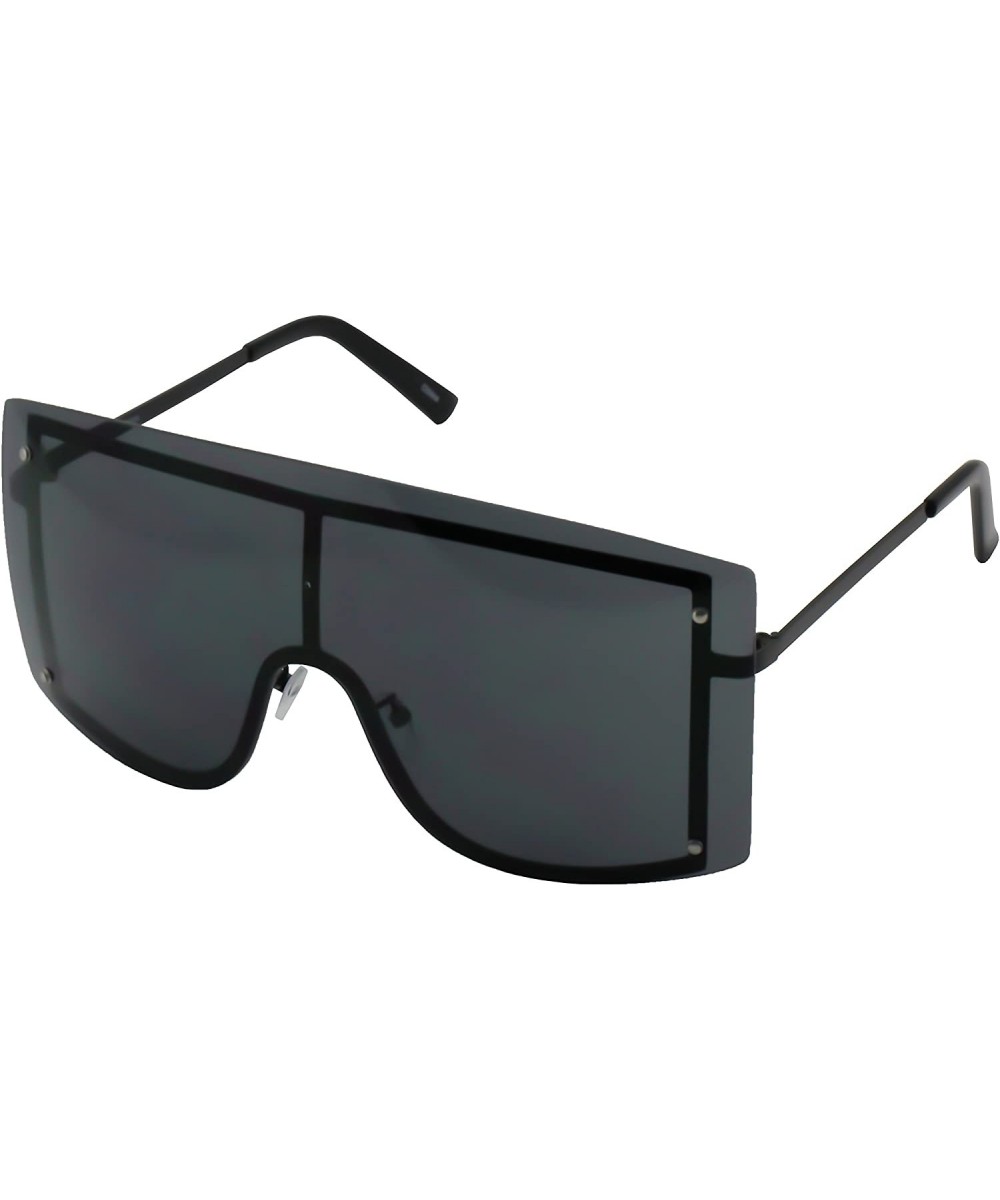 OVERSIZED VINTAGE RETRO Huge Big MASK SHIELD Half Face Owen Style SUNGLASSES - Black - C118EXL249R $7.44 Aviator