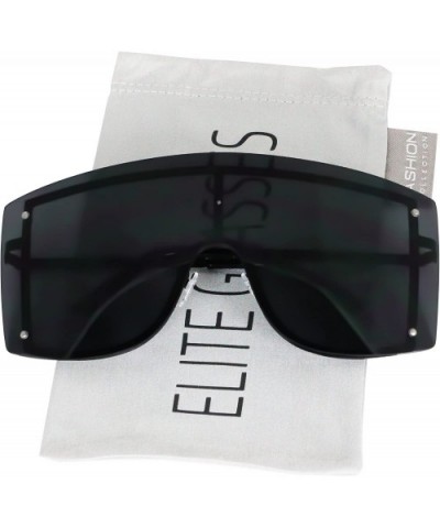 OVERSIZED VINTAGE RETRO Huge Big MASK SHIELD Half Face Owen Style SUNGLASSES - Black - C118EXL249R $7.44 Aviator