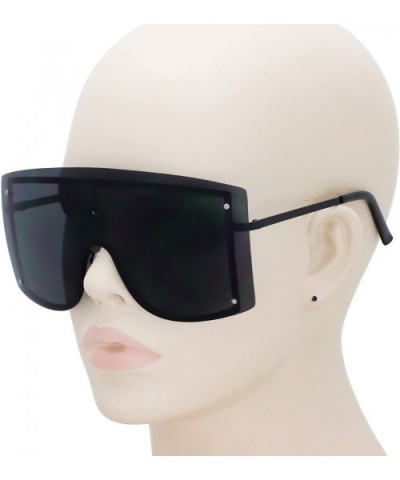 OVERSIZED VINTAGE RETRO Huge Big MASK SHIELD Half Face Owen Style SUNGLASSES - Black - C118EXL249R $7.44 Aviator