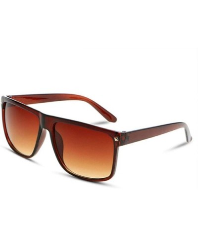 Men Fashion Oversized Sunglasses Women Brand Designer Retro Big Frame 90s White - Brown - CH18YR3WX7X $7.61 Oversized