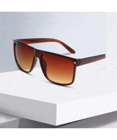 Men Fashion Oversized Sunglasses Women Brand Designer Retro Big Frame 90s White - Brown - CH18YR3WX7X $7.61 Oversized