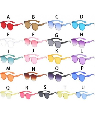 Men's and women's Candy Color Rimless Conjoined Transparent Sunglasses One Piece Unisex Neon Colors Eyewear - C - CI196UGQW25...