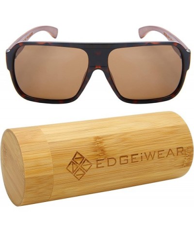 Retro Square Wooden Bamboo Sunglasses Polarized Lens 540846BM-P - Set3 Matte Tortoise+case - CZ18ES69GKI $21.41 Aviator