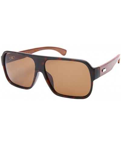 Retro Square Wooden Bamboo Sunglasses Polarized Lens 540846BM-P - Set3 Matte Tortoise+case - CZ18ES69GKI $21.41 Aviator