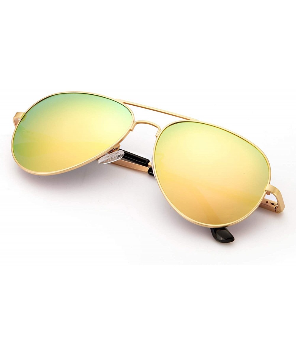 Aviator Sunglasses Women Polarized - Mirrored Lens UV Protection - Fashion Large Frame Eyeglasses - CZ18UTS90AX $16.31 Aviator